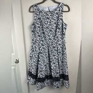 Julian Taylor Black and White Floral Midi Dress